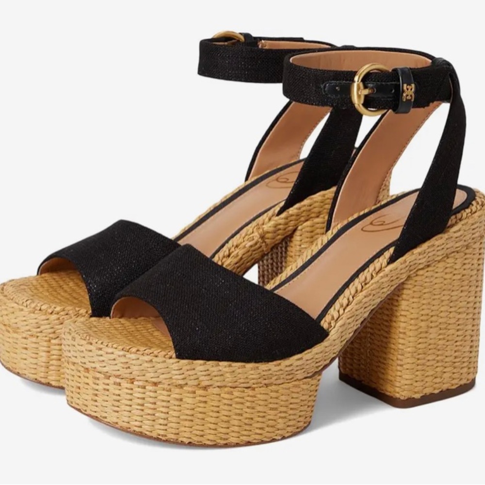 Sam Edelman Black and Tan “Immie” Platform Sandals